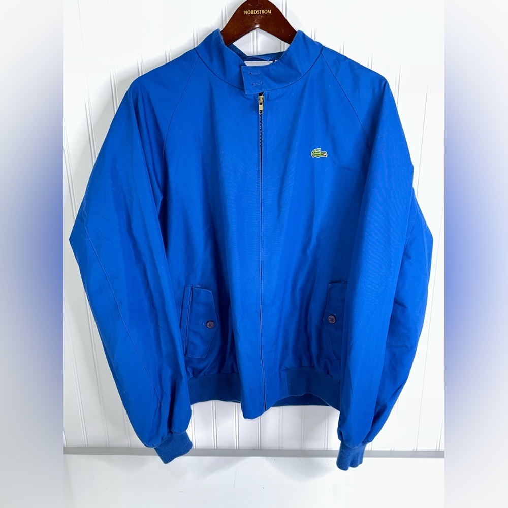 Vintage 80's Izod Lacoste Harrington Jacket Blue Teal Plaid Lining Men's Size XL